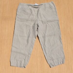 J. Jill Love Linen Beige Capri Pants Pull On‎ Women's Medium Casual Summer Beach
